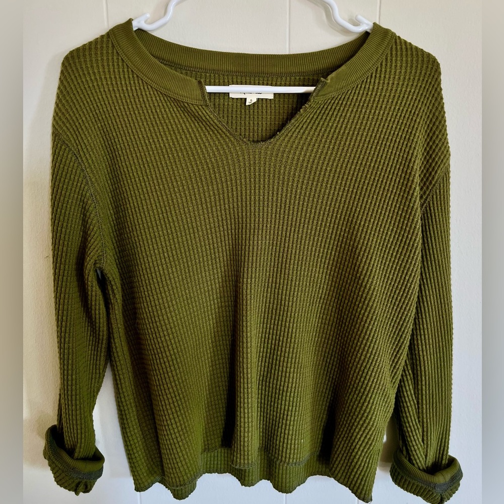 Madewell Hunter Green Waffle Henley